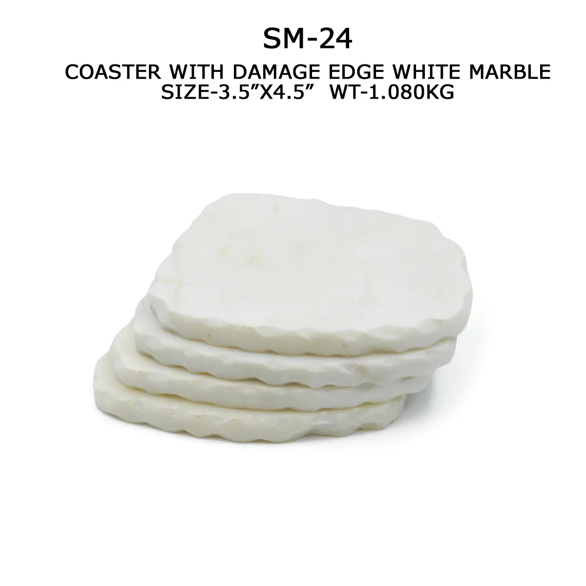 COASTER WITH DAMMAGE EDGE WHITE MARBLE